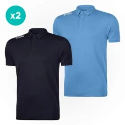 Men's Pima Cotton Polo Shirt 2 Pack Marine / Sky