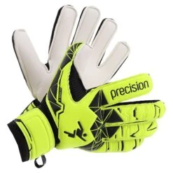 Precision Junior Fusion X Flat Cut Essential GK Gloves Flo Yellow / Black