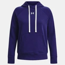 Under Armour Women's UA Rival Fleece HB Hoodie Sonar Blue / White -underwear Zone ps1356317 468 hf