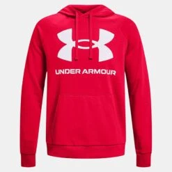 Under Armour Men's Rival Fleece Big Logo Hoodie Red / Onyx White -underwear Zone ps1357093 600 hf