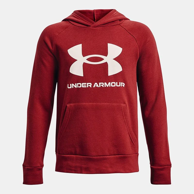 Under Armour Kids' Rival Fleece Big Logo Hoodie Stadium Red / Onyx White 1 Under Armour Kids' Rival Fleece Big Logo Hoodie Stadium Red / Onyx White