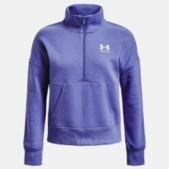 Under Armour Women's UA Rival Fleece Half Zip Baja Blue / White -underwear Zone ps1373030 495 hf