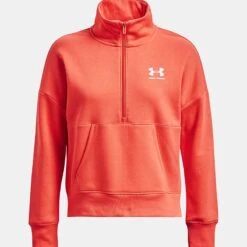 Under Armour Women's UA Rival Fleece Half Zip After Burn / White -underwear Zone ps1373030 877 hf