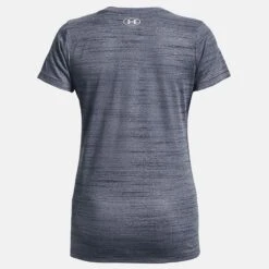 Under Armour Women's UA Tech™ Tiger Short Sleeve T-Shirt Downpour Grey / Metallic Silver -underwear Zone ps1376937 044 hb
