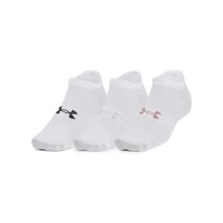 Under Armour Essential No Show 3-Pack Socks White / Retro Pink