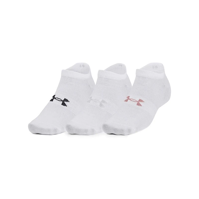 Under Armour Essential No Show 3-Pack Socks White / Retro Pink 1 Under Armour Essential No Show 3-Pack Socks White / Retro Pink