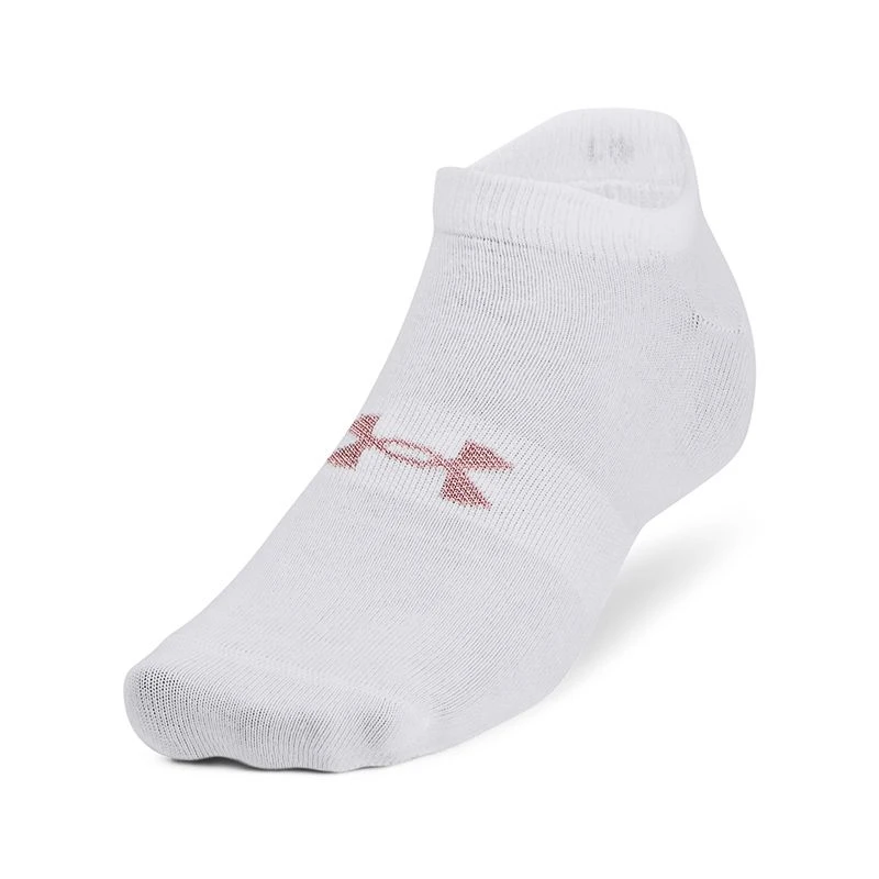 Under Armour Essential No Show 3-Pack Socks White / Retro Pink 4 Under Armour Essential No Show 3-Pack Socks White / Retro Pink - Image 4
