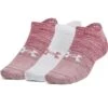 Under Armour Essential No Show 3-Pack Socks Pink / White