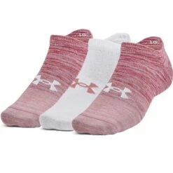 Under Armour Essential No Show 3-Pack Socks Pink / White