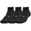 Under Armour Unisex Essential Low Cut Socks 3 Pack Black / Pitch Grey