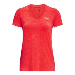 Under Armour Women's Tech™ V-Neck Twist T-Shirt Beta / Pomegranate / Metallic Silver