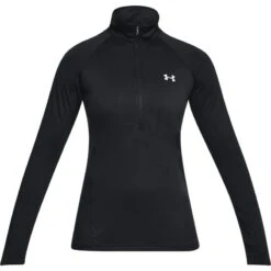 Under Armour Women's UA Tech™ Half Zip Top Black / Black / Metallic Silver -underwear Zone s7.ps1320126 001 hf 1