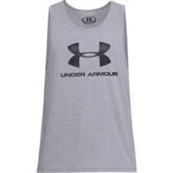 Under Armour Men's UA Sportstyle Logo Tank Steel Light Heather / Black -underwear Zone s7.ps1329589 036 hf