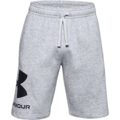 Under Armour Men's UA Rival Fleece Big Logo Shorts Mod Gray Light Heather / Black -underwear Zone s7.ps1357118 011 hf