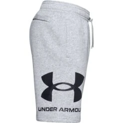 Under Armour Men's UA Rival Fleece Big Logo Shorts Mod Gray Light Heather / Black -underwear Zone s7.ps1357118 011 hs