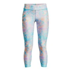 Under Armour Kids' HeatGear® Armour Printed Ankle Crop Leggings Purple Note / Cloudless Sky