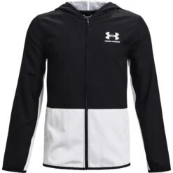 Under Armour Kids' UA Woven Track Jacket Black / White
