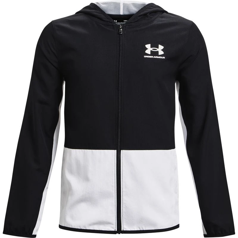 Under Armour Kids' UA Woven Track Jacket Black / White 1 Under Armour Kids' UA Woven Track Jacket Black / White