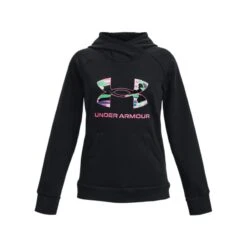 Under Armour Kids' Rival Fleece Big Logo Hoodie Black / Pink Punk