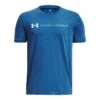 Under Armour Kids' Logo Wordmark T-Shirt Varsity Blue Medium Heather / White