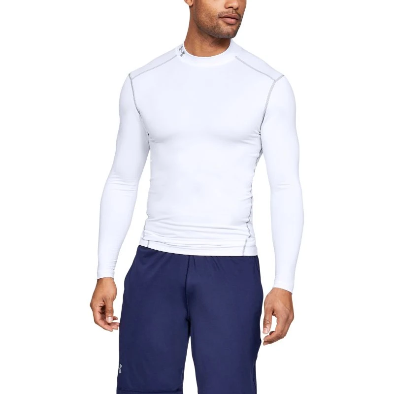 Under Armour Men's UA ColdGear® Armour Compression Mock Baselayer White / Steel 1 Under Armour Men's UA ColdGear® Armour Compression Mock Baselayer White / Steel