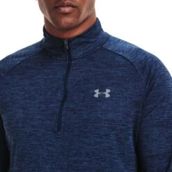 Under Armour Men's UA Tech™ Half Zip Top Academy / Steel -underwear Zone s7.v5 1328495 409 collar