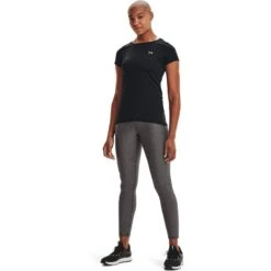 Under Armour Women's HeatGear® Armour T-Shirt Black / Metallic Silver -underwear Zone s7.v5 1328964 001 fsf