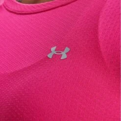 Under Armour Women's HeatGear® Armour T-Shirt Electro Pink / Metallic Silver -underwear Zone s7.v5 1328964 695 collar