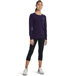 Under Armour Women's HeatGear® Armour Long Sleeve Top Purple Switch / Metallic Silver -underwear Zone s7.v5 1328966 570 fsf