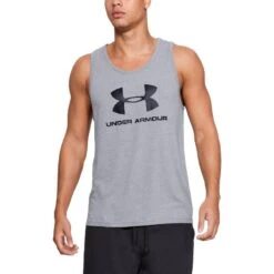 Under Armour Men's UA Sportstyle Logo Tank Steel Light Heather / Black