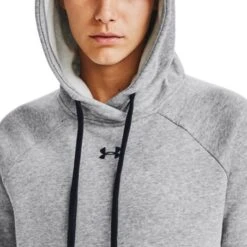 Under Armour Women's UA Rival Fleece HB Hoodie Steel Medium Heather / Black -underwear Zone s7.v5 1356317 035 hood