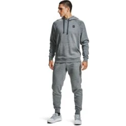 Under Armour Men's UA Rival Fleece Hoodie Pitch Grey Light Heather / Onyx White 9 Under Armour Men's UA Rival Fleece Hoodie Pitch Grey Light Heather / Onyx White -underwear Zone s7.v5 1357092 012 fsf