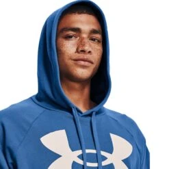 Under Armour Men's Rival Fleece Big Logo Hoodie Victory Blue / Onyx White -underwear Zone s7.v5 1357093 474 collar