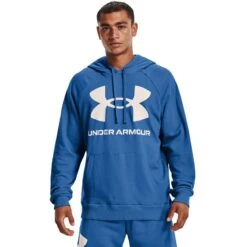 underwear Zone 8 Under Armour Men's Rival Fleece Big Logo Hoodie Victory Blue / Onyx White