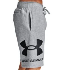 Under Armour Men's UA Rival Fleece Big Logo Shorts Mod Gray Light Heather / Black -underwear Zone s7.v5 1357118 011 sc