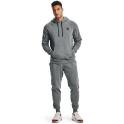 Under Armour Men's Rival Fleece Joggers Pitch Gray Light Heather / Onyx White -underwear Zone s7.v5 1357128 012 fsf