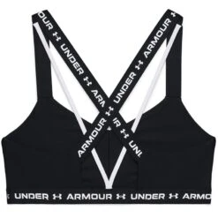 Under Armour Women's Cross Back Low Sports Bra Black / White -underwear Zone s7.v5 1361033 001 ldb sl