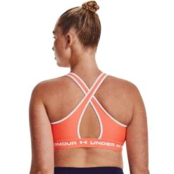 Under Armour Women's Armour Mid Crossback Sports Bra Electric Tangerine / White -underwear Zone s7.v5 1361034 825 bc xl