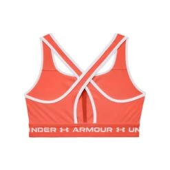 Under Armour Women's Armour Mid Crossback Sports Bra Electric Tangerine / White -underwear Zone s7.v5 1361034 825 ldb sl