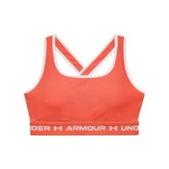 Under Armour Women's Armour Mid Crossback Sports Bra Electric Tangerine / White -underwear Zone s7.v5 1361034 825 ldf sl