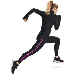 Under Armour Women's HeatGear® Armour Branded Leggings Black / Meteor Pink -underwear Zone s7.v5 1361046 002 fsfadd