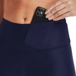 Under Armour Women's HeatGear® Armour No-Slip Waistband Branded Leggings Midnight Navy / Mineral Blue -underwear Zone s7.v5 1361046 410 wbpkt