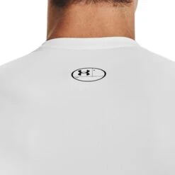 Under Armour Men's HeatGear® Armour Short Sleeve T-Shirt White / Black -underwear Zone s7.v5 1361518 100 bckdet