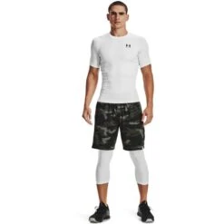 Under Armour Men's HeatGear® Armour Short Sleeve T-Shirt White / Black -underwear Zone s7.v5 1361518 100 fsf