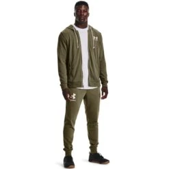 Under Armour Men's Rival Terry Full Zip Hoodie Tent / Onyx White -underwear Zone s7.v5 1370409 361 fsf