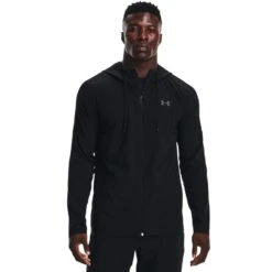 Under Armour Men's Woven Perforated Windbreaker Black / Pitch Gray
