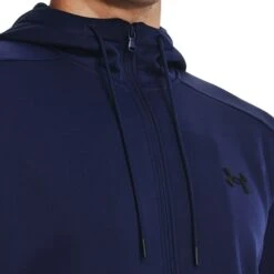 Under Armour Men's Fleece® Full-Zip Hoodie Midnight Navy / Black -underwear Zone s7.v5 1373357 410 collar