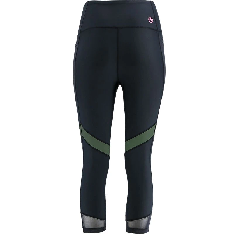 Women's Savannah Capri Leggings Black / Green 3 Women's Savannah Capri Leggings Black / Green - Image 3