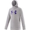 Under Armour Kids' Rival Fleece Logo Hoodie Mod Gray Light Heather / Purple Zest