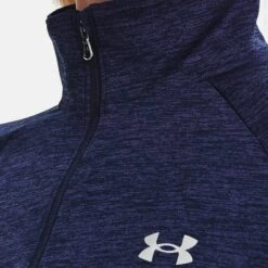 Under Armour Women's Tech™ Half Zip Twist Midnight Navy / Cadet / Metallic Silver -underwear Zone v5 1320128 410 collar